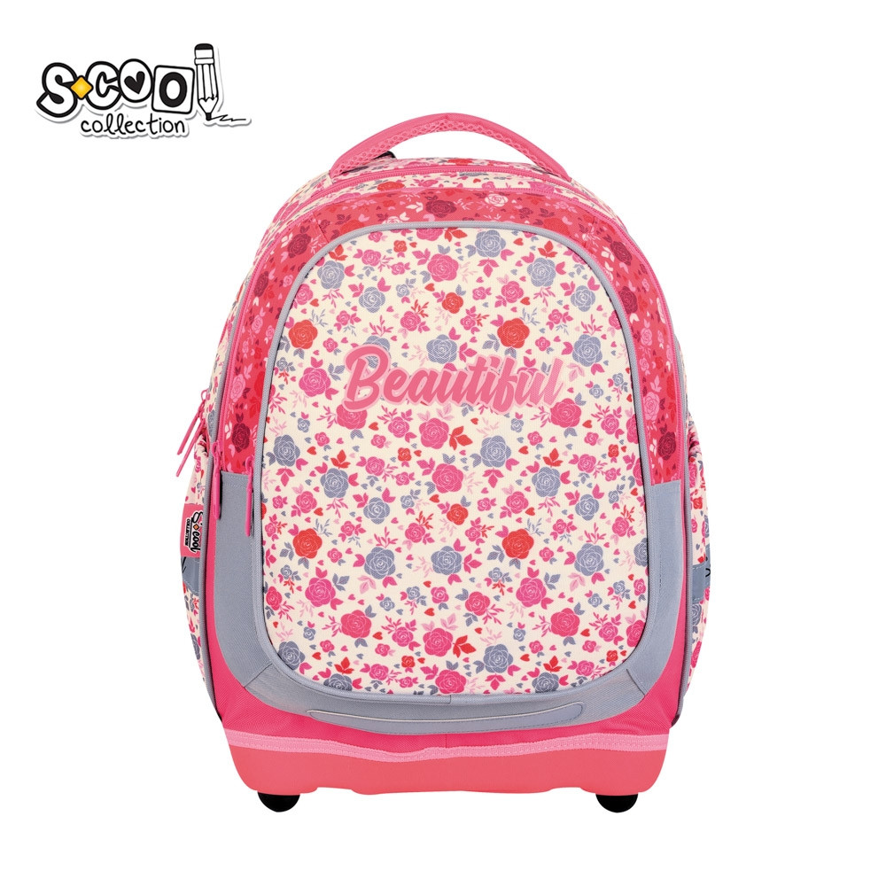 Ghiozdan ergonomic, 2 compartimente, 1 buzunar, model floral, 39x33x18 cm - imagine 10